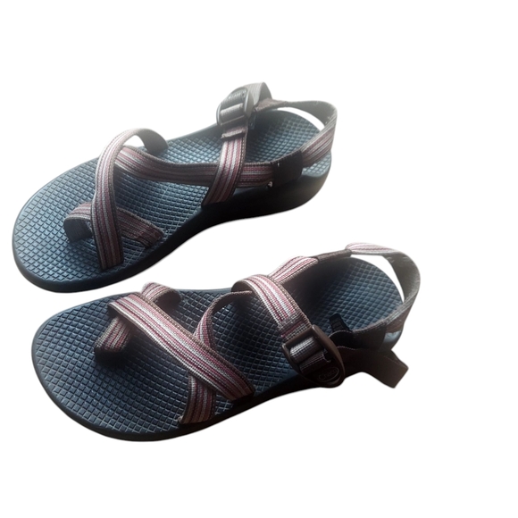 Women's Strappy Sandals - Blue and Pink - Picture 1 of 8